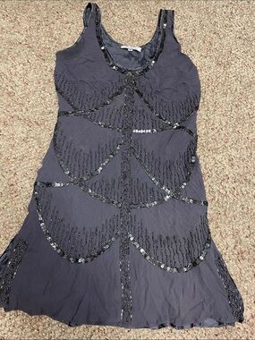 100% silk Beaded/sequinned flapper look Women's mini Dress